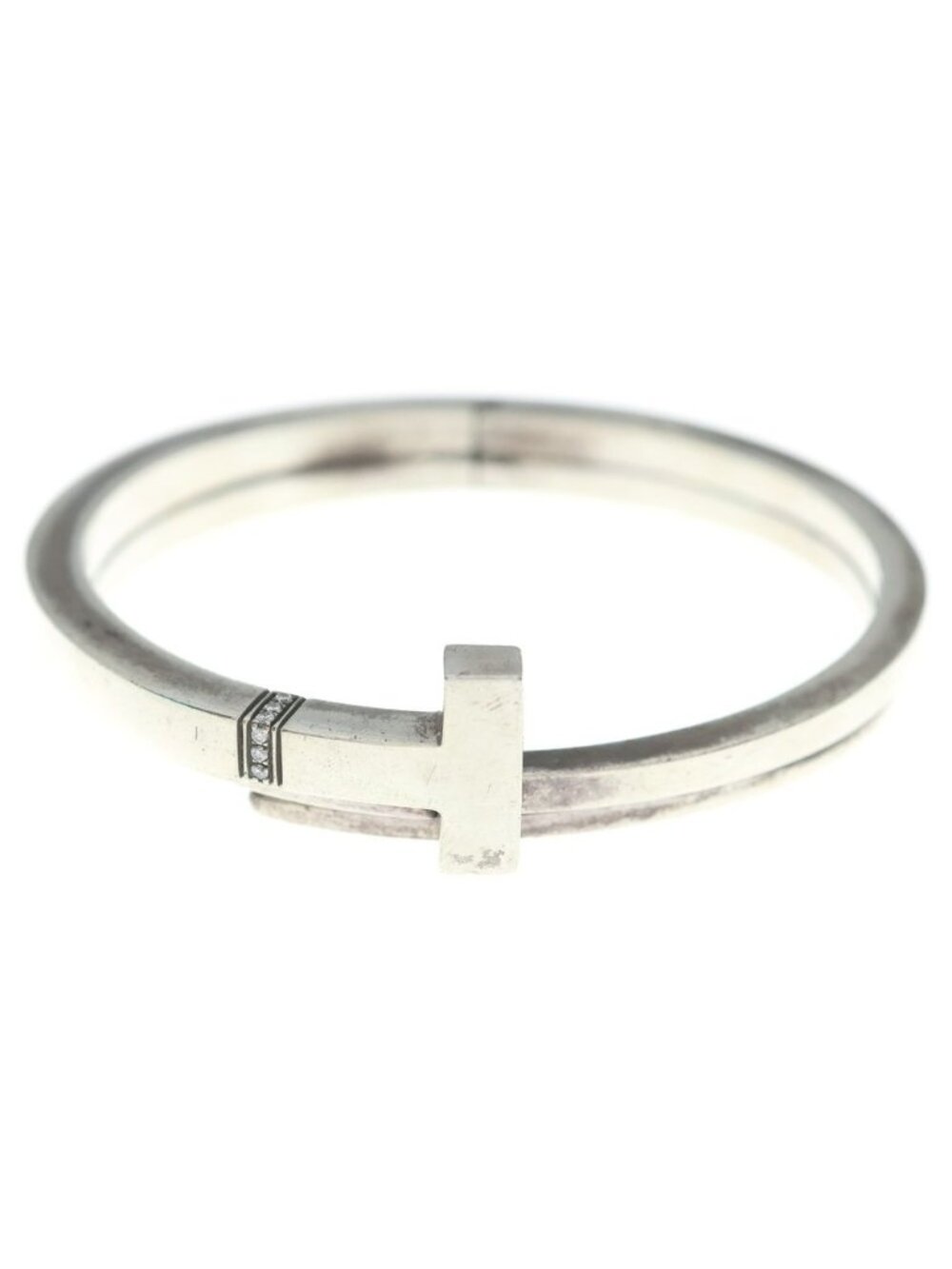 Tiffany & Co T Square Wrap Diamond Bracelet Silver